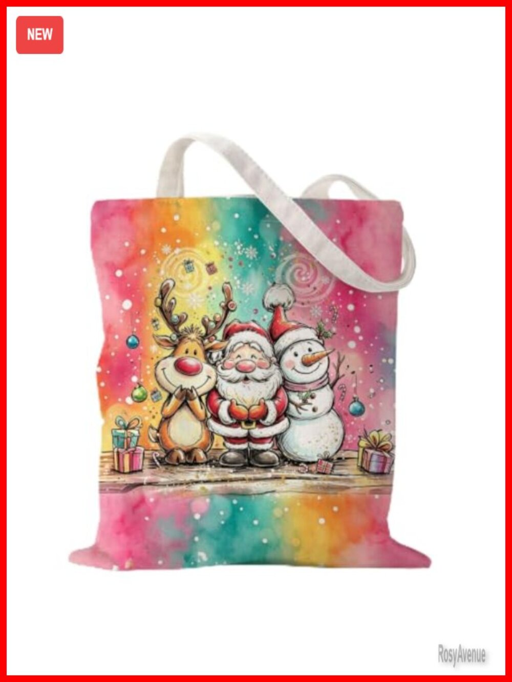 Merry Christmas Canvas Tote Bag Reusable Polyester Cotton Women Gift